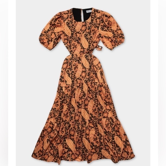 NWT Charlie Holiday X Free People Flores Burnt Paisley Midi Dress. Size 2 (XS). - Picture 3 of 11